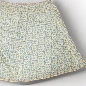 Talbots Woman 20W Plus A-Line Skirt Yellow Blue Floral Cotton Lined Cottagecore